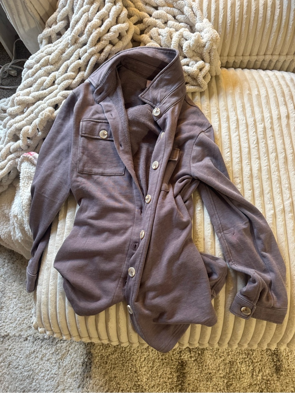 Pink Lily Washed Lavender Shacket